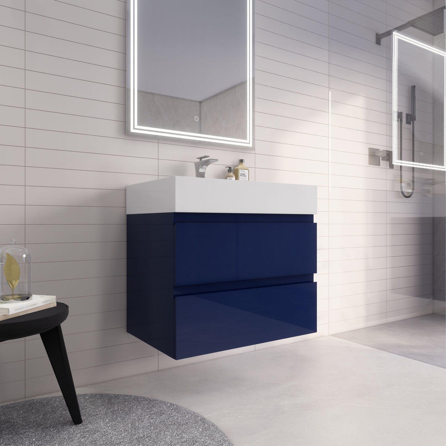 Monterey 30" Night Blue Wall Mounted Vanity with Reinforced Acrylic Sink