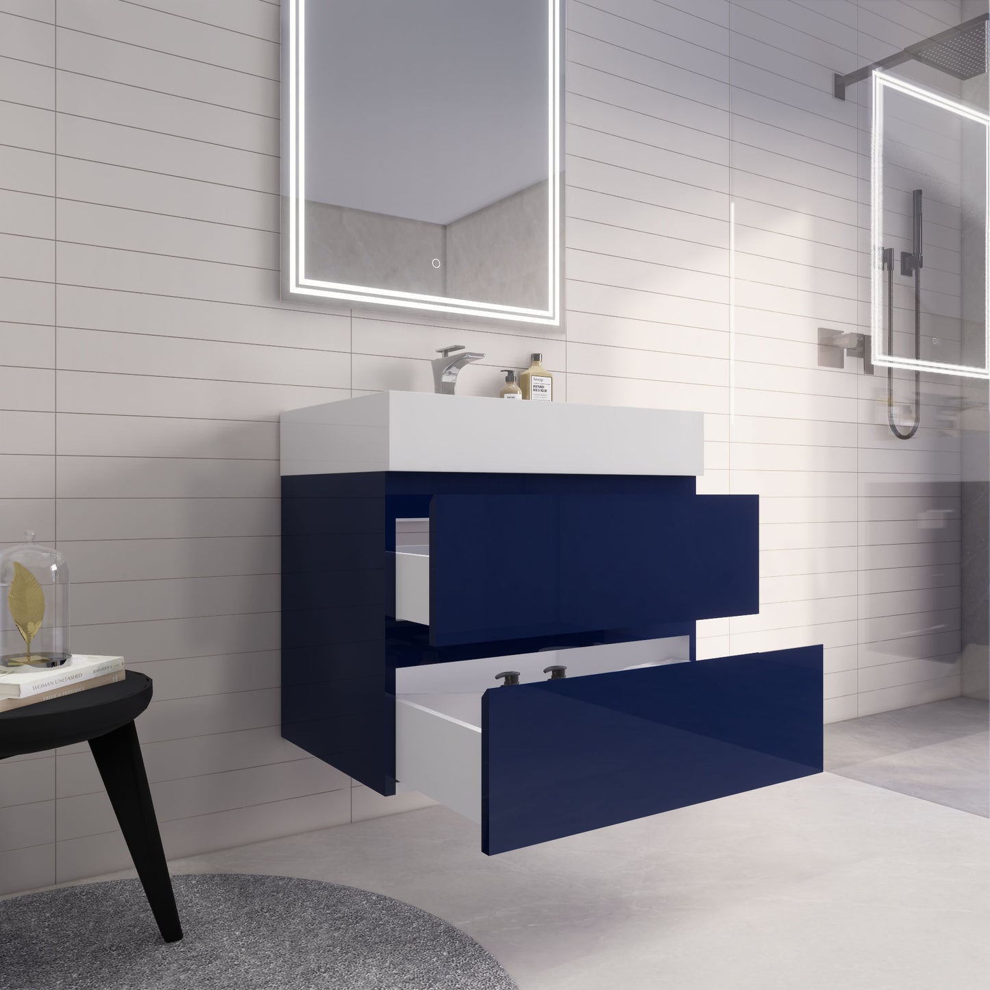 Monterey 30" Night Blue Wall Mounted Vanity with Reinforced Acrylic Sink