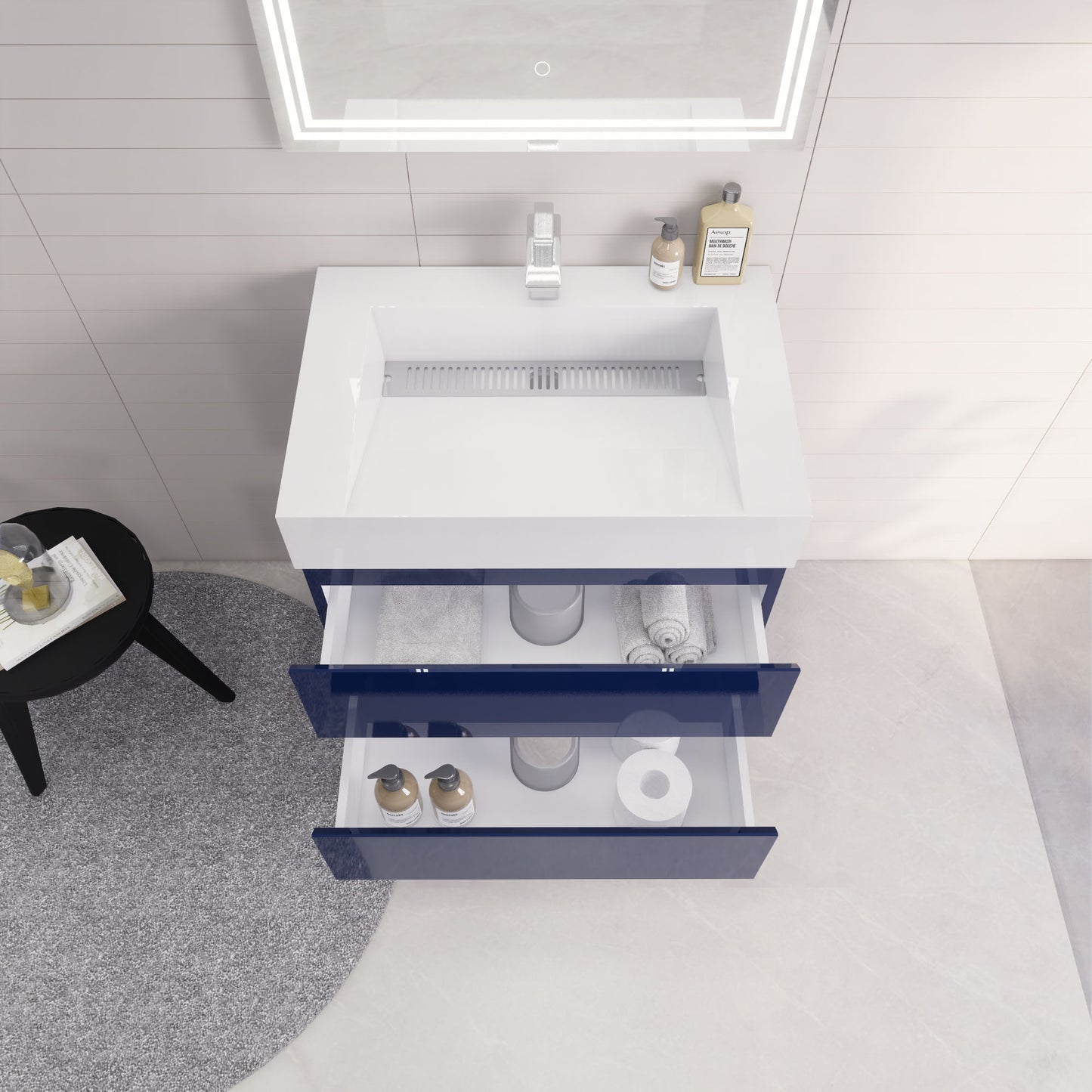 Monterey 30" Night Blue Wall Mounted Vanity with Reinforced Acrylic Sink