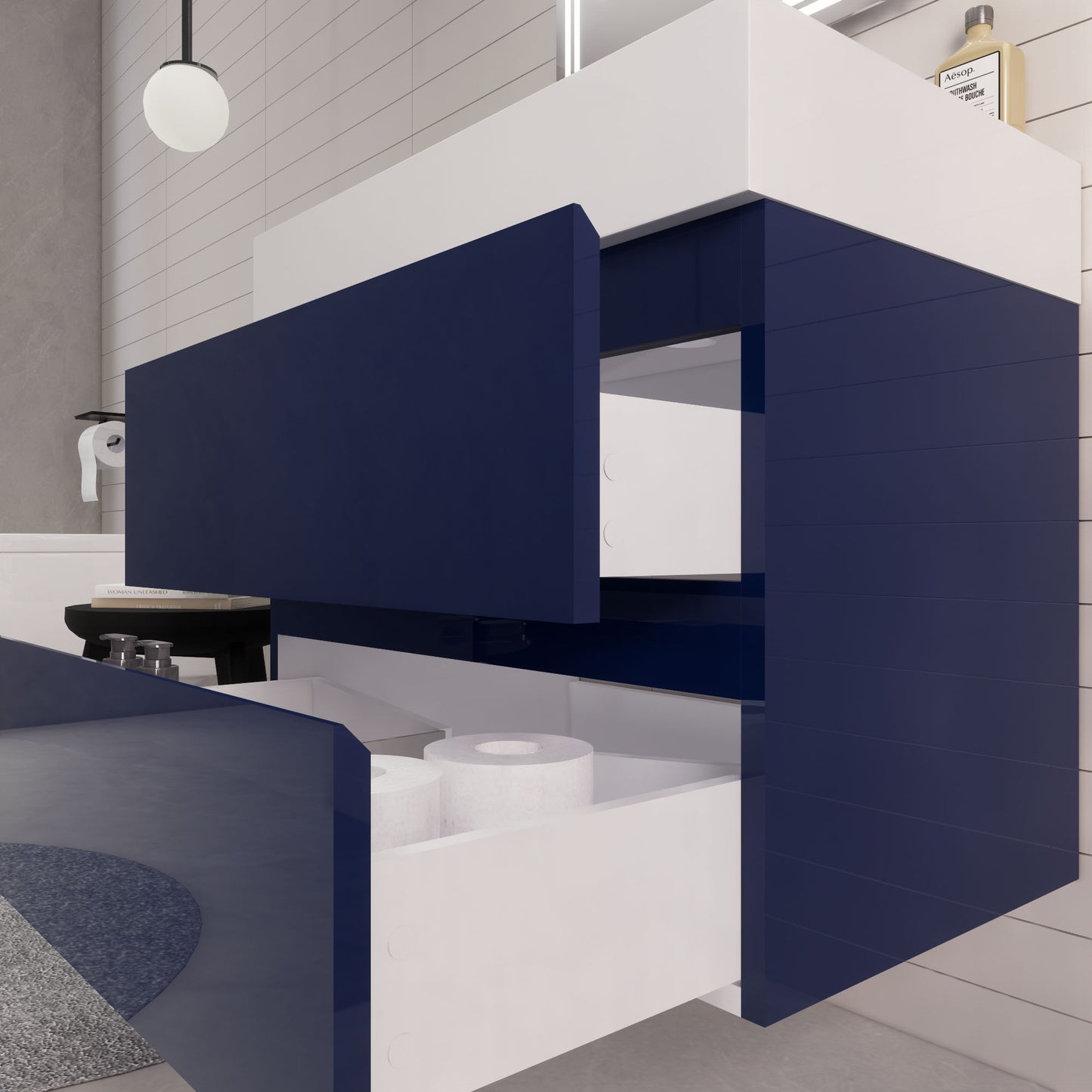 Monterey 30" Night Blue Wall Mounted Vanity with Reinforced Acrylic Sink