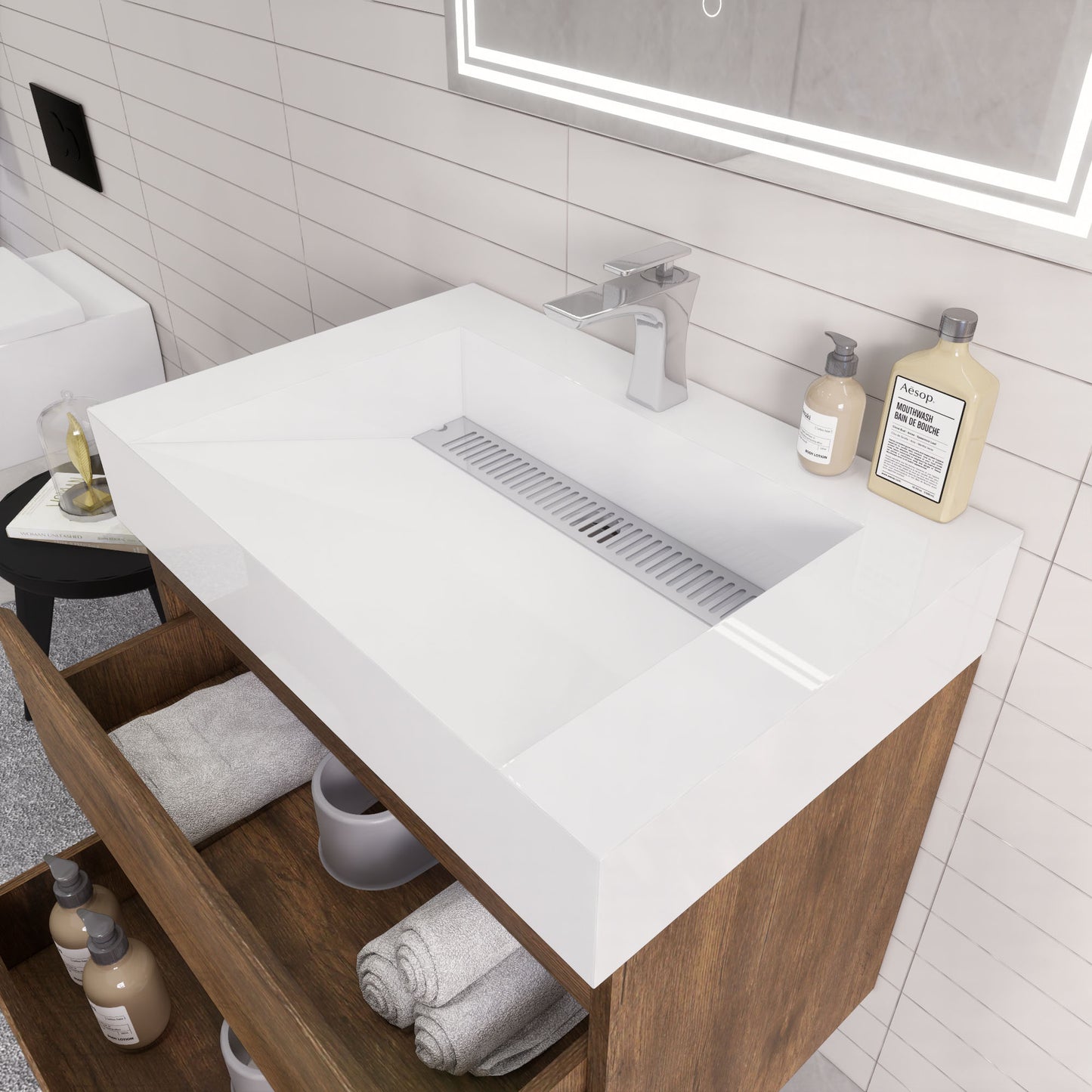 Monterey 30" Rosewood Wall Mounted Vanity with Reinforced Acrylic Sink