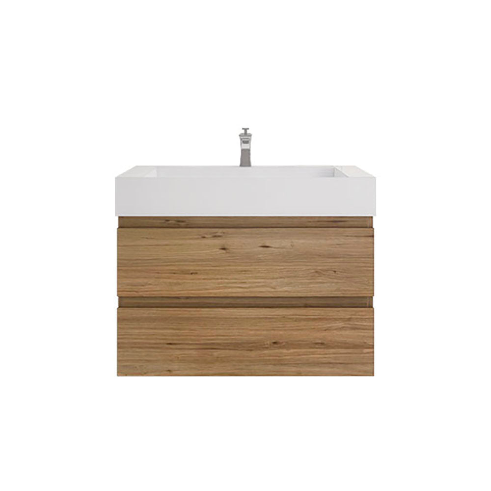 Monterey 36" Natural Oak Wall Mounted Vanity with Reinforced Acrylic Sink