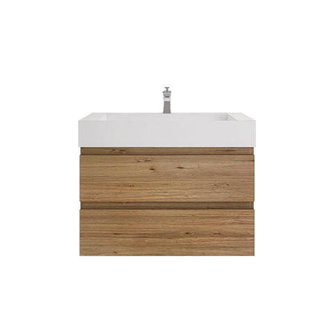 Monterey 36" Natural Oak Wall Mounted Vanity with Reinforced Acrylic Sink