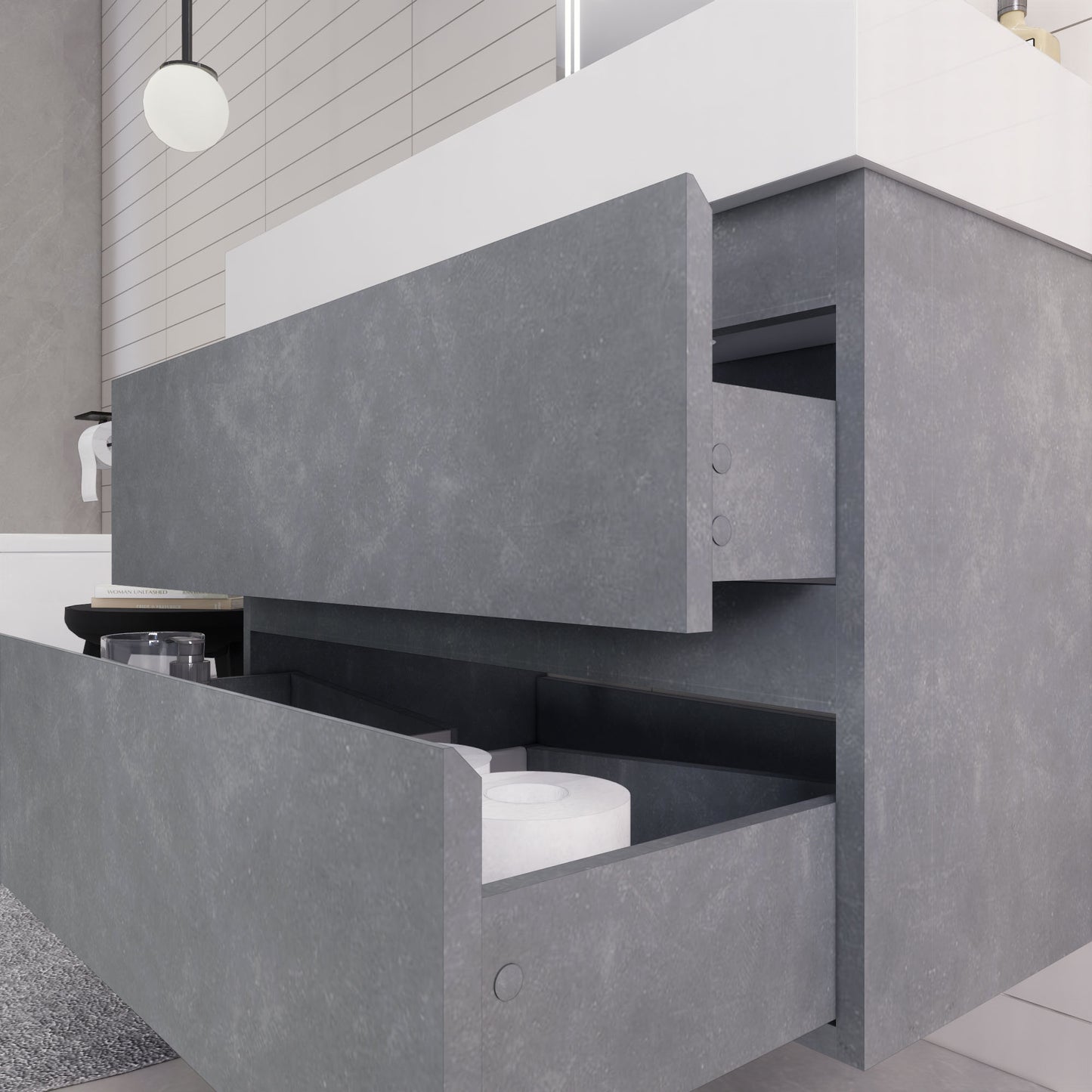 Monterey 36" Cement Gray Wall Mounted Vanity with Reinforced Acrylic Sink