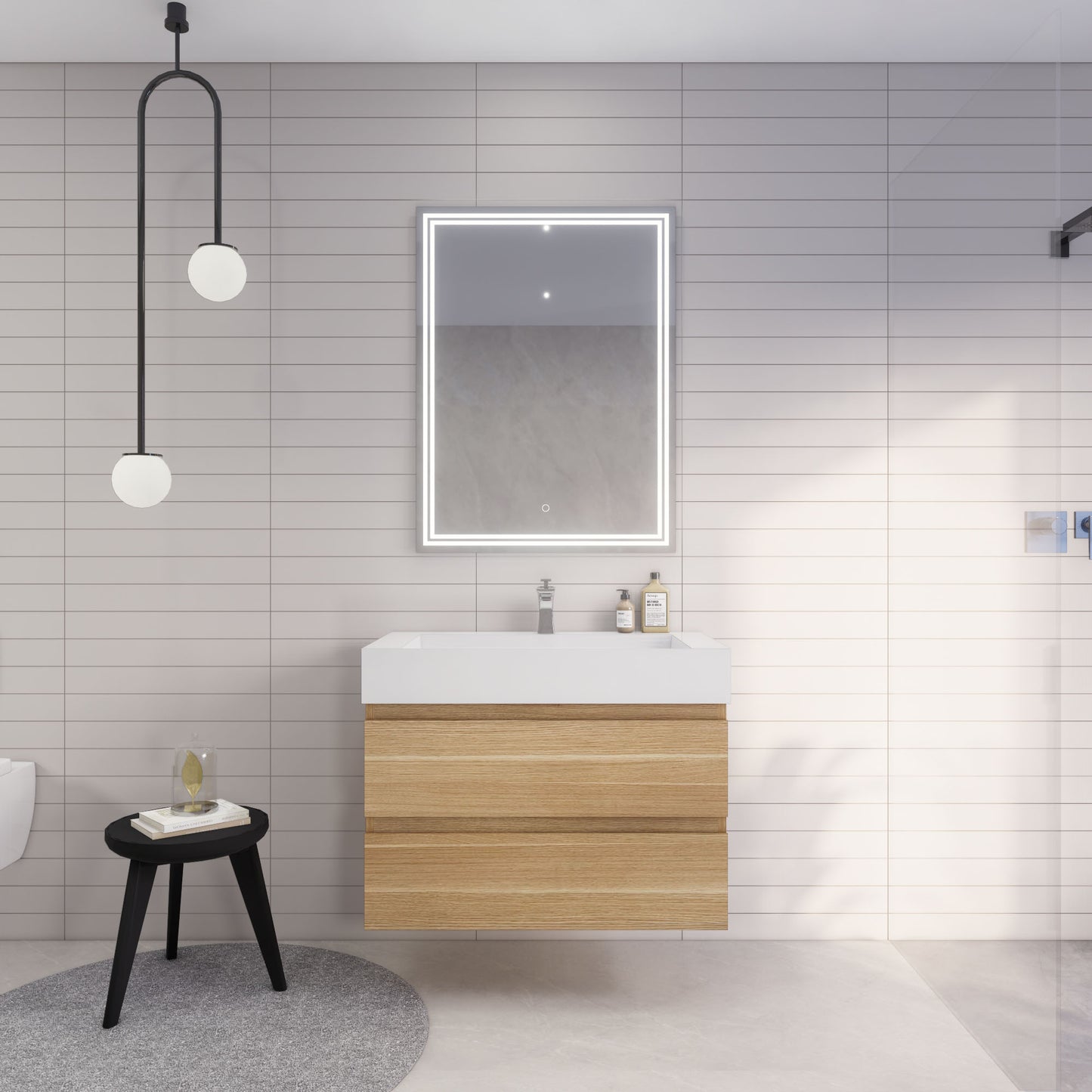 Monterey 36" White Oak Wall Mounted Vanity with Reinforced Acrylic Sink