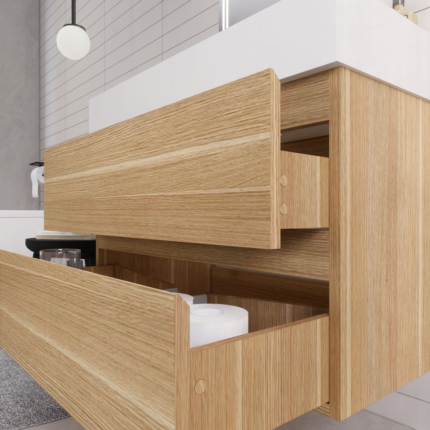 Monterey 36" White Oak Wall Mounted Vanity with Reinforced Acrylic Sink