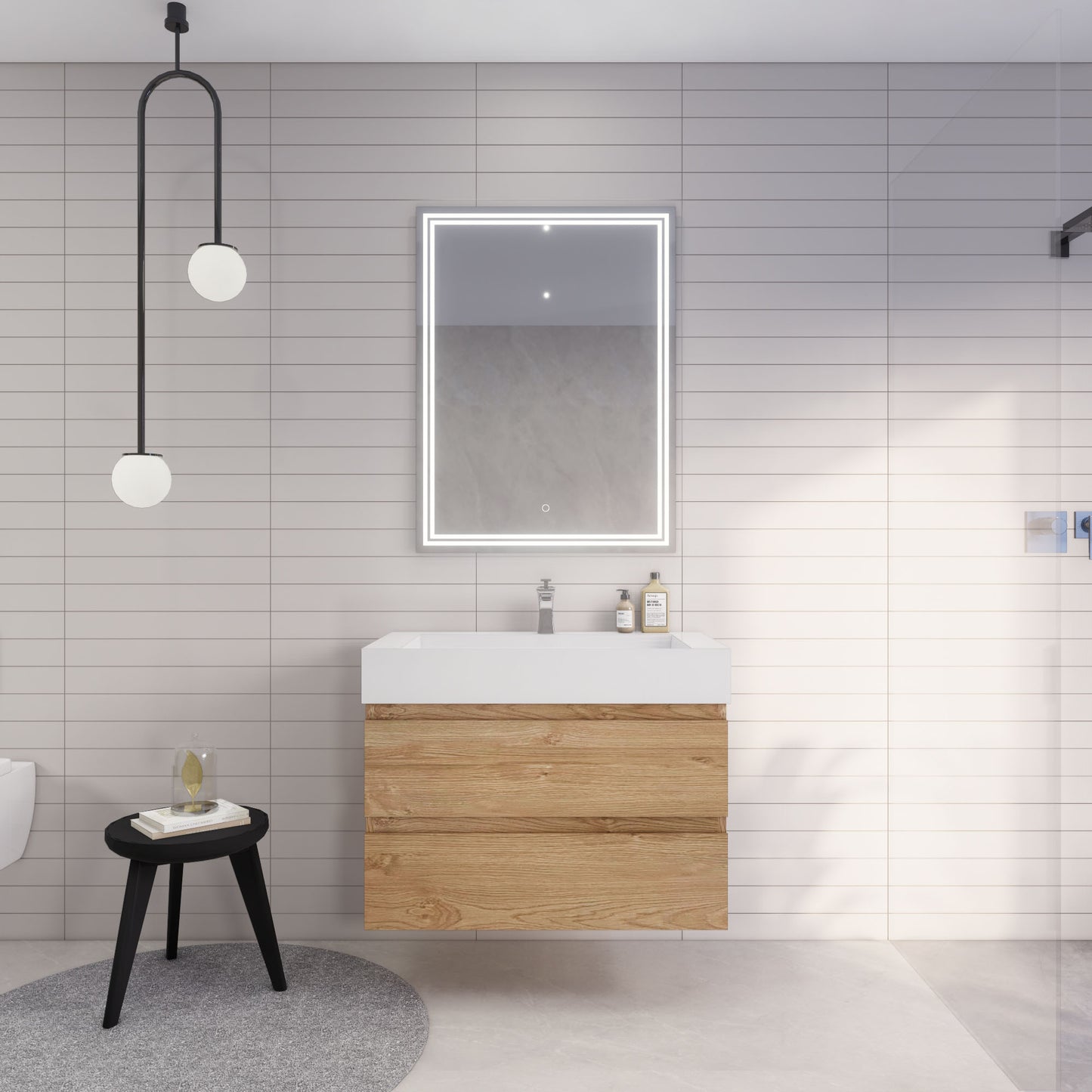 Monterey 36" New England Oak Wall Mounted Vanity with Reinforced Acrylic Sink