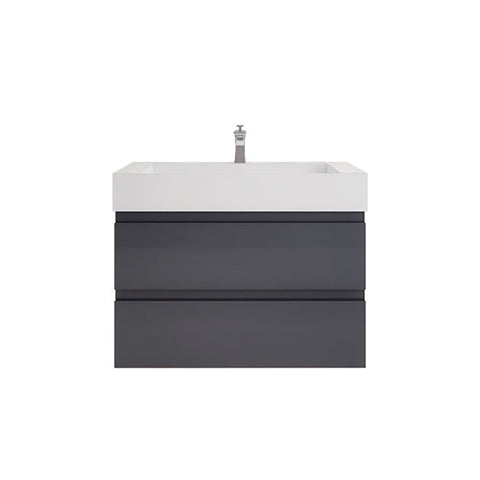 Monterey 36" Glossy Gray Wall Mounted Vanity with Reinforced Acrylic Sink