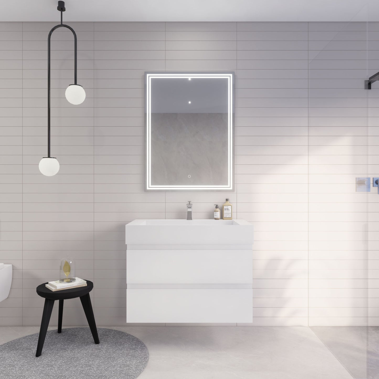 Monterey 36" Glossy White Wall Mounted Vanity with Reinforced Acrylic Sink