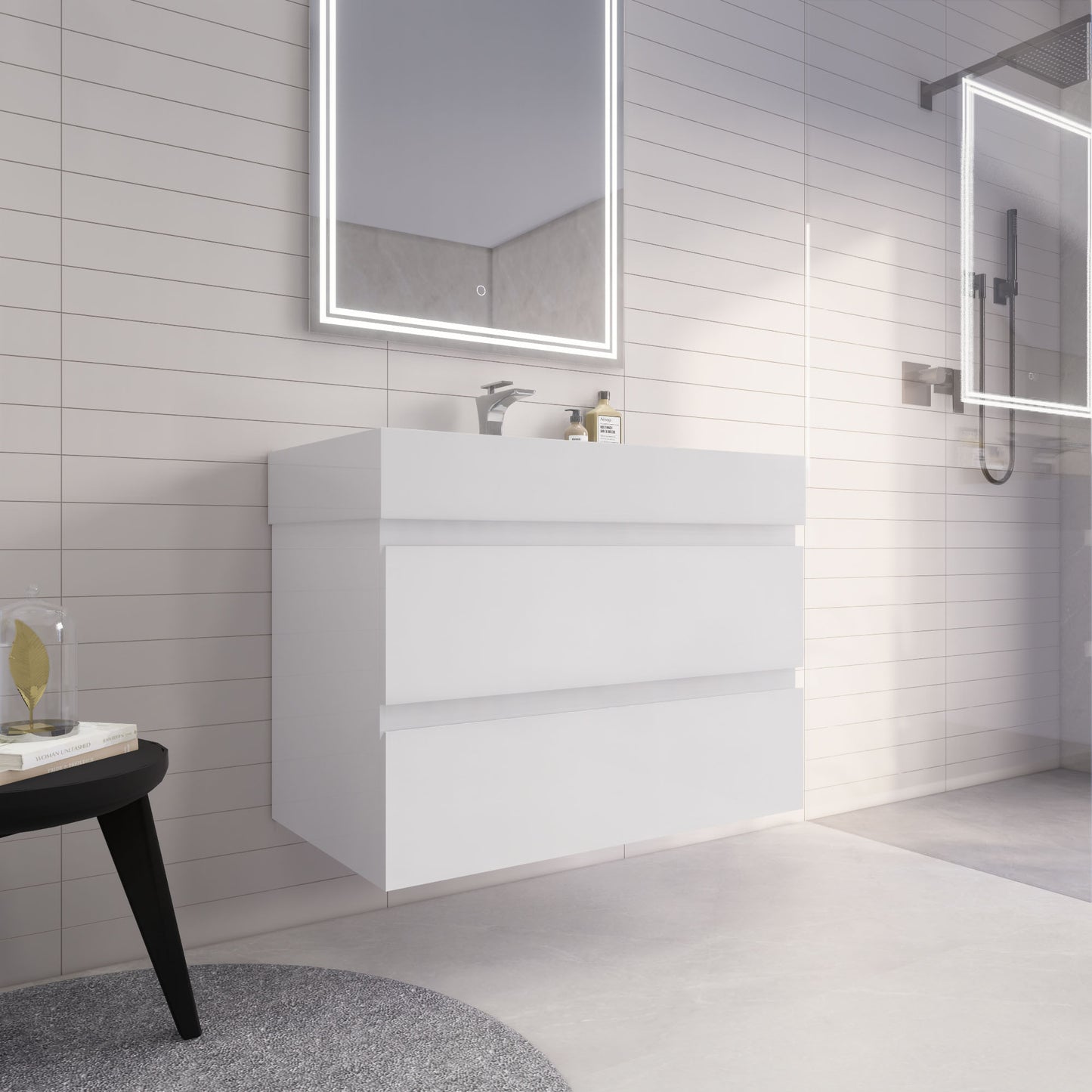 Monterey 36" Glossy White Wall Mounted Vanity with Reinforced Acrylic Sink