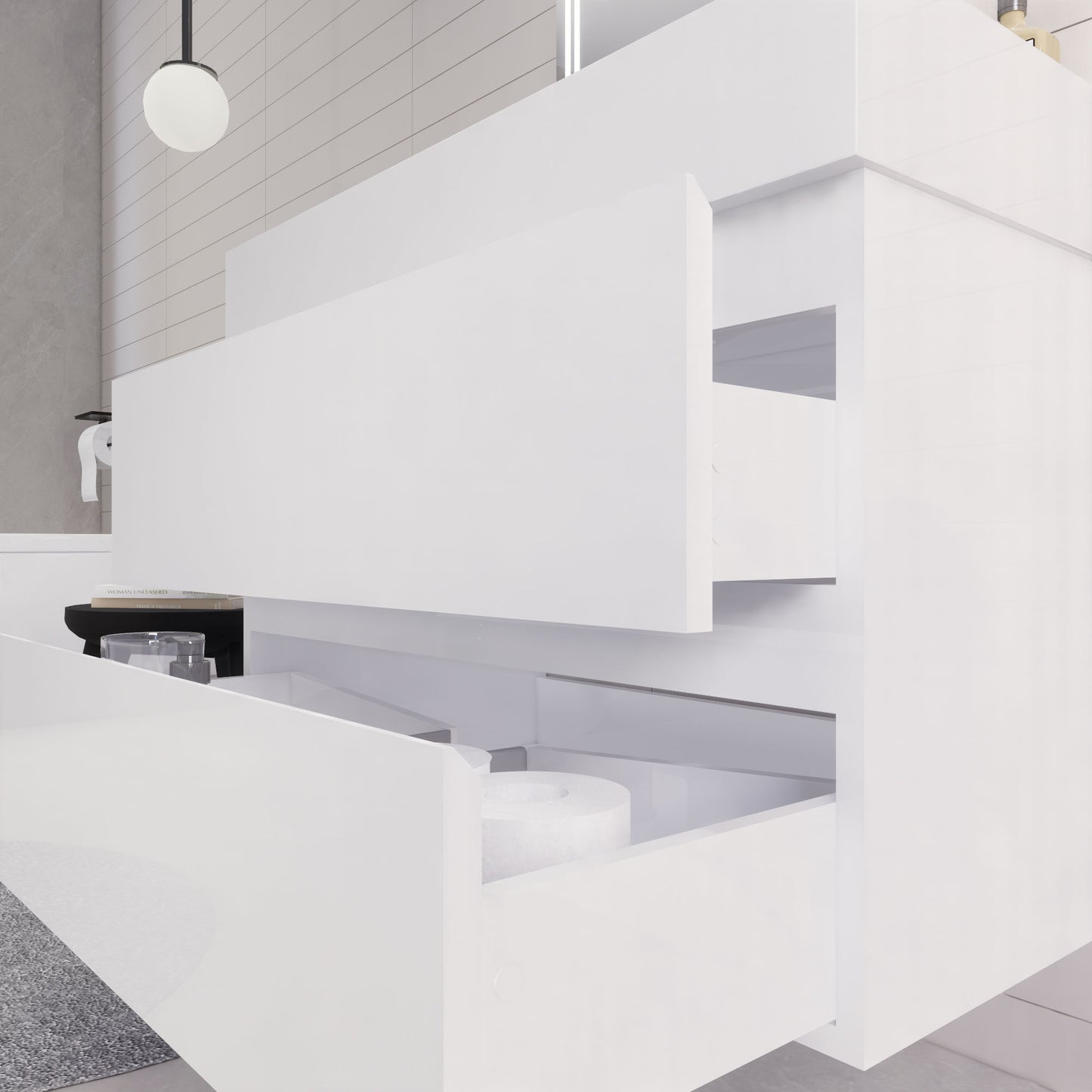 Monterey 36" Glossy White Wall Mounted Vanity with Reinforced Acrylic Sink