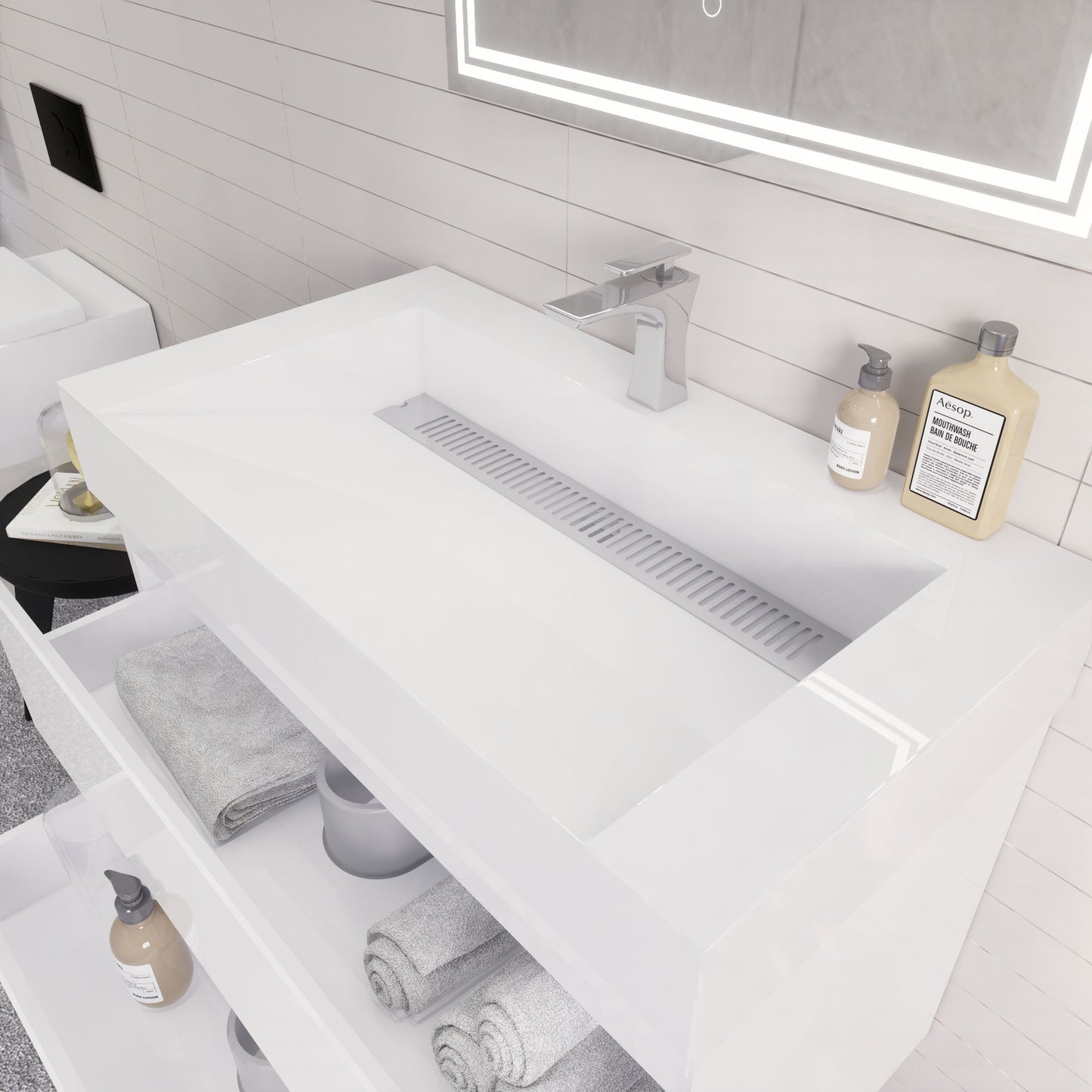 Monterey 36" Glossy White Wall Mounted Vanity with Reinforced Acrylic Sink