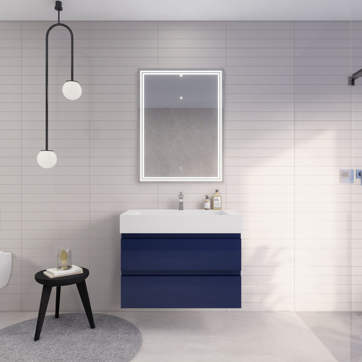 Monterey 36" Night Blue Wall Mounted Vanity with Reinforced Acrylic Sink