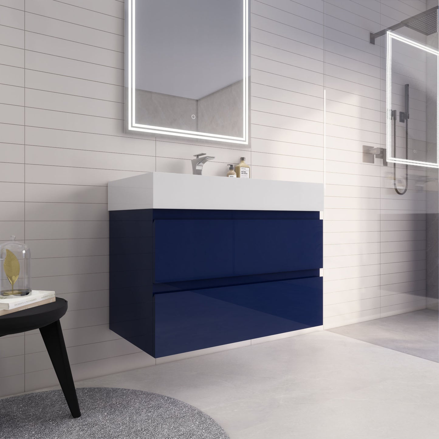 Monterey 36" Night Blue Wall Mounted Vanity with Reinforced Acrylic Sink