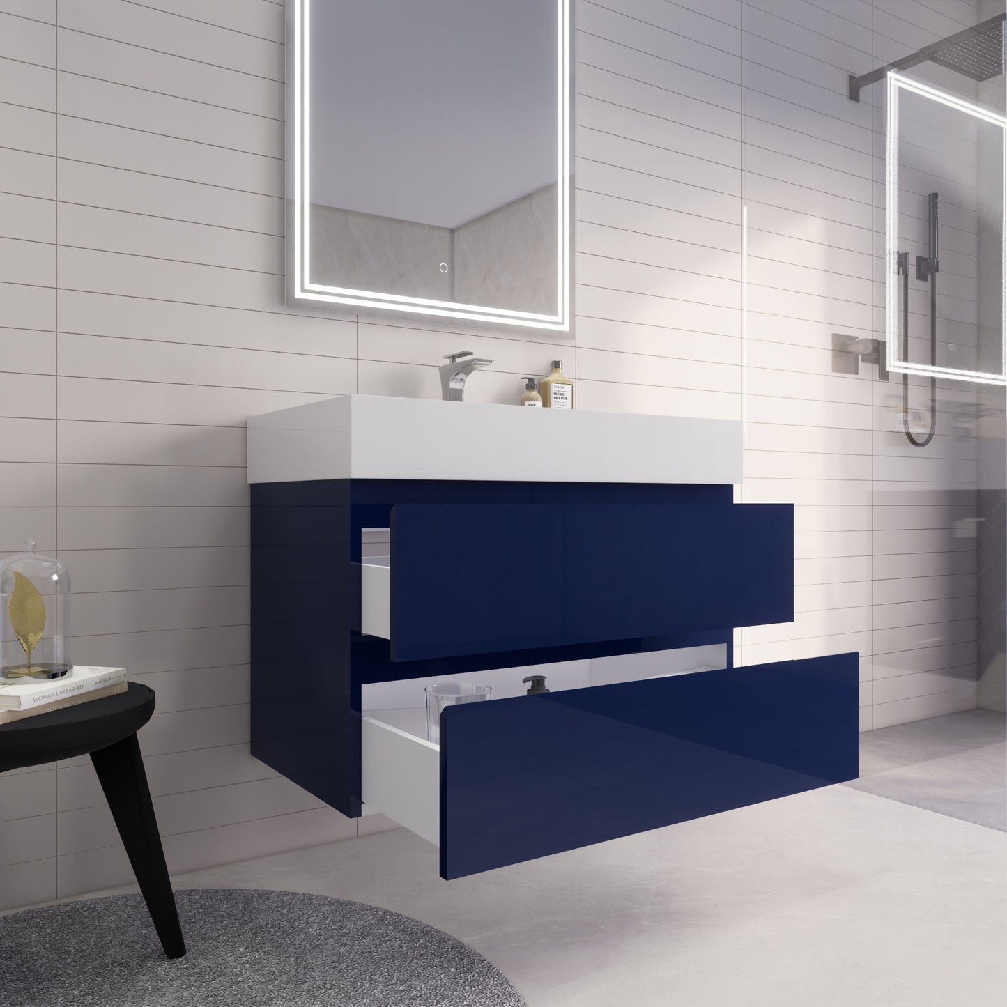 Monterey 36" Night Blue Wall Mounted Vanity with Reinforced Acrylic Sink