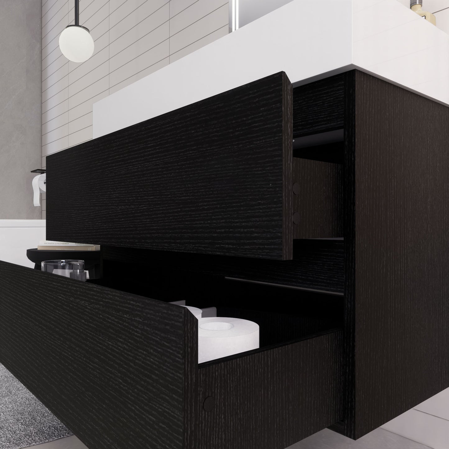 Monterey 36" Rich Black Wall Mounted Vanity with Reinforced Acrylic Sink