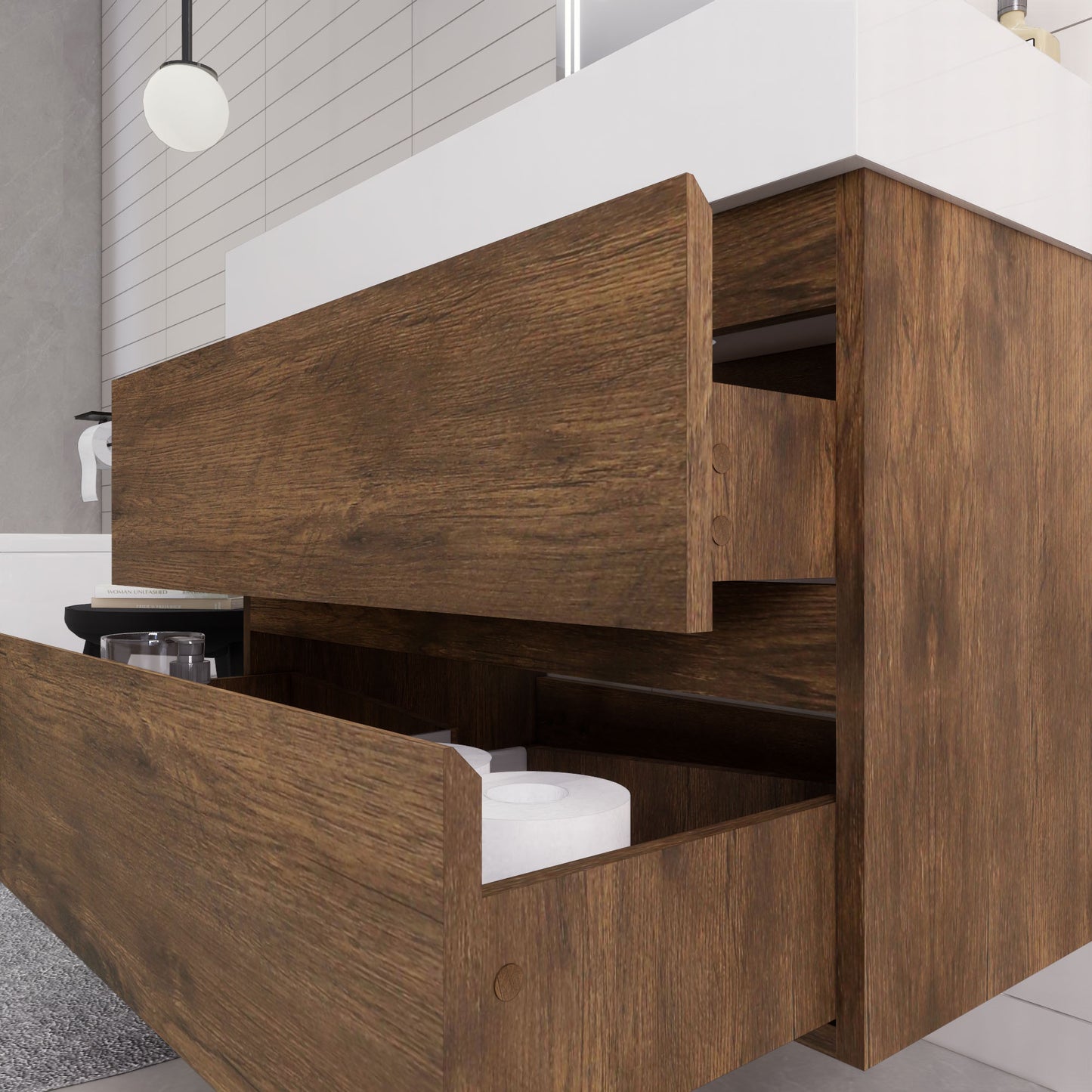 Monterey 36" Rosewood Wall Mounted Vanity with Reinforced Acrylic Sink