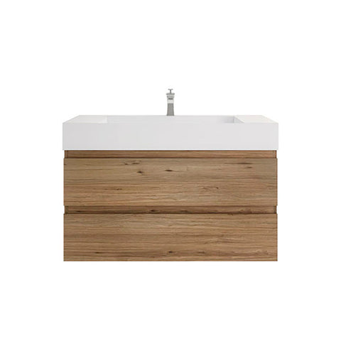 Monterey 42" Natural Oak Wall Mounted Vanity with Reinforced Acrylic Sink