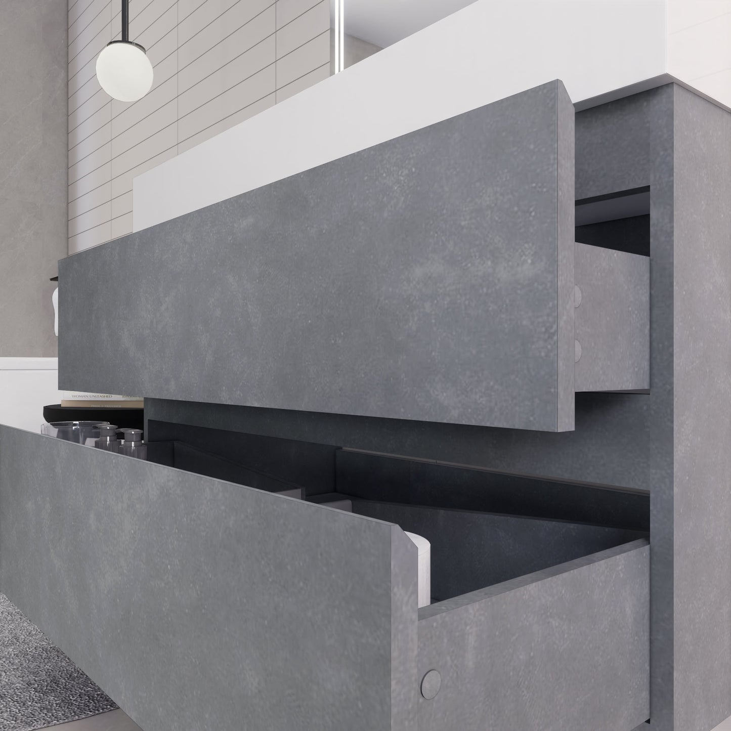 Monterey 42" Cement Gray Wall Mounted Vanity with Reinforced Acrylic Sink