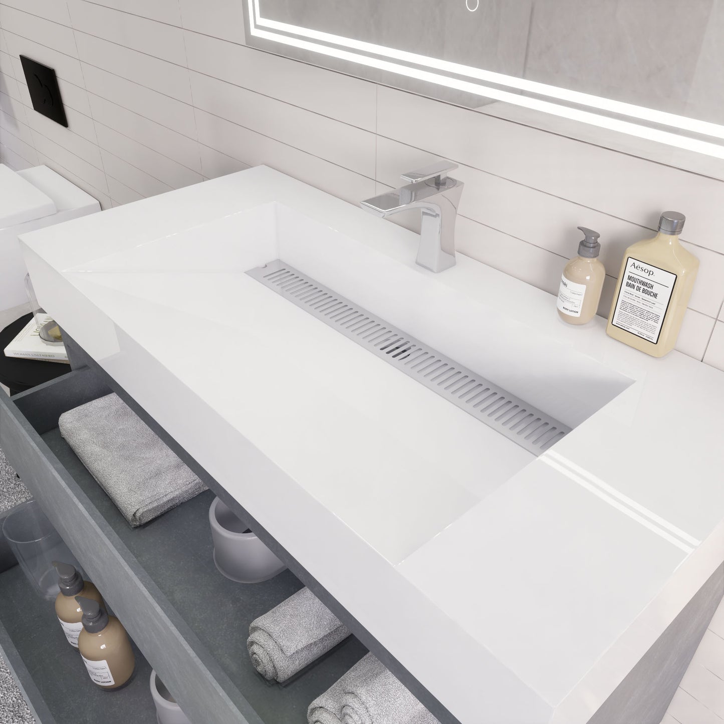 Monterey 42" Cement Gray Wall Mounted Vanity with Reinforced Acrylic Sink