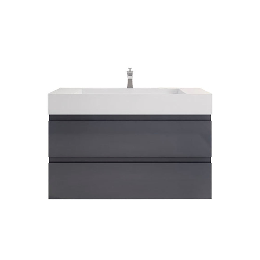 Monterey 42" Glossy Gray Wall Mounted Vanity with Reinforced Acrylic Sink