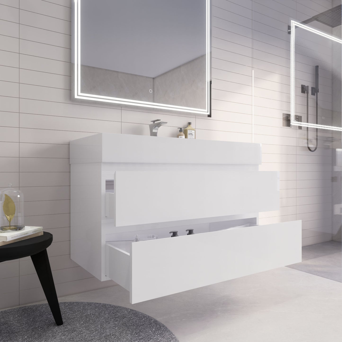Monterey 42" Glossy White Wall Mounted Vanity with Reinforced Acrylic Sink