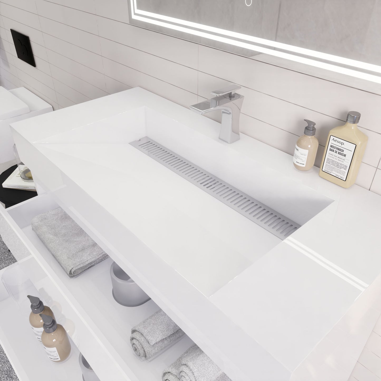 Monterey 42" Glossy White Wall Mounted Vanity with Reinforced Acrylic Sink