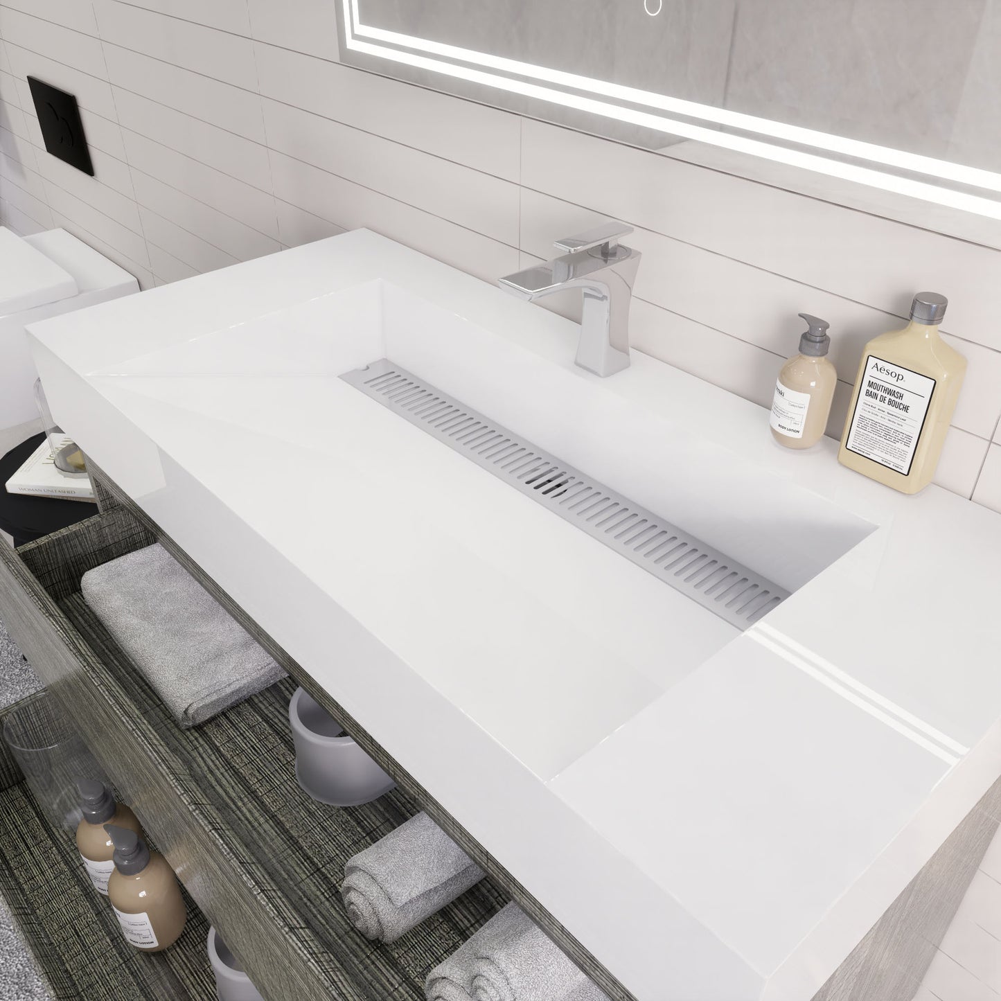 Monterey 42" High Gloss Ash Gray Wall Mounted Vanity with Reinforced Acrylic Sink