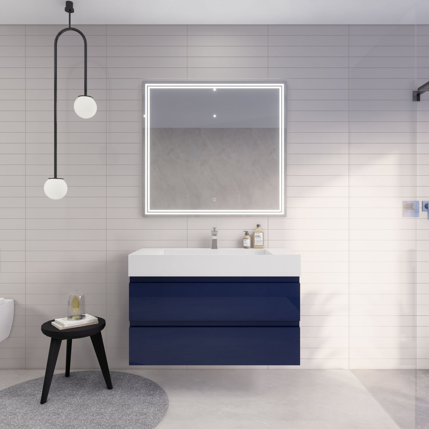 Monterey 42" Night Blue Wall Mounted Vanity with Reinforced Acrylic Sink