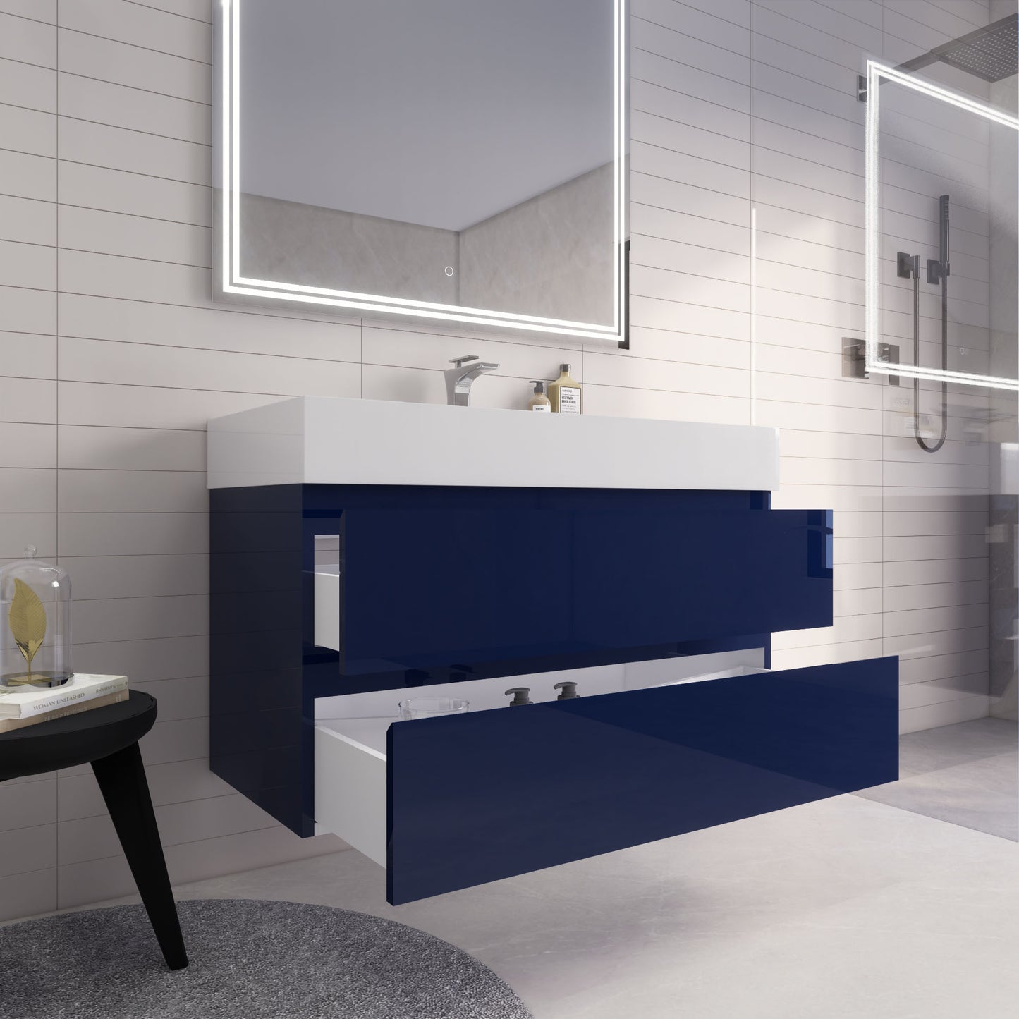 Monterey 42" Night Blue Wall Mounted Vanity with Reinforced Acrylic Sink