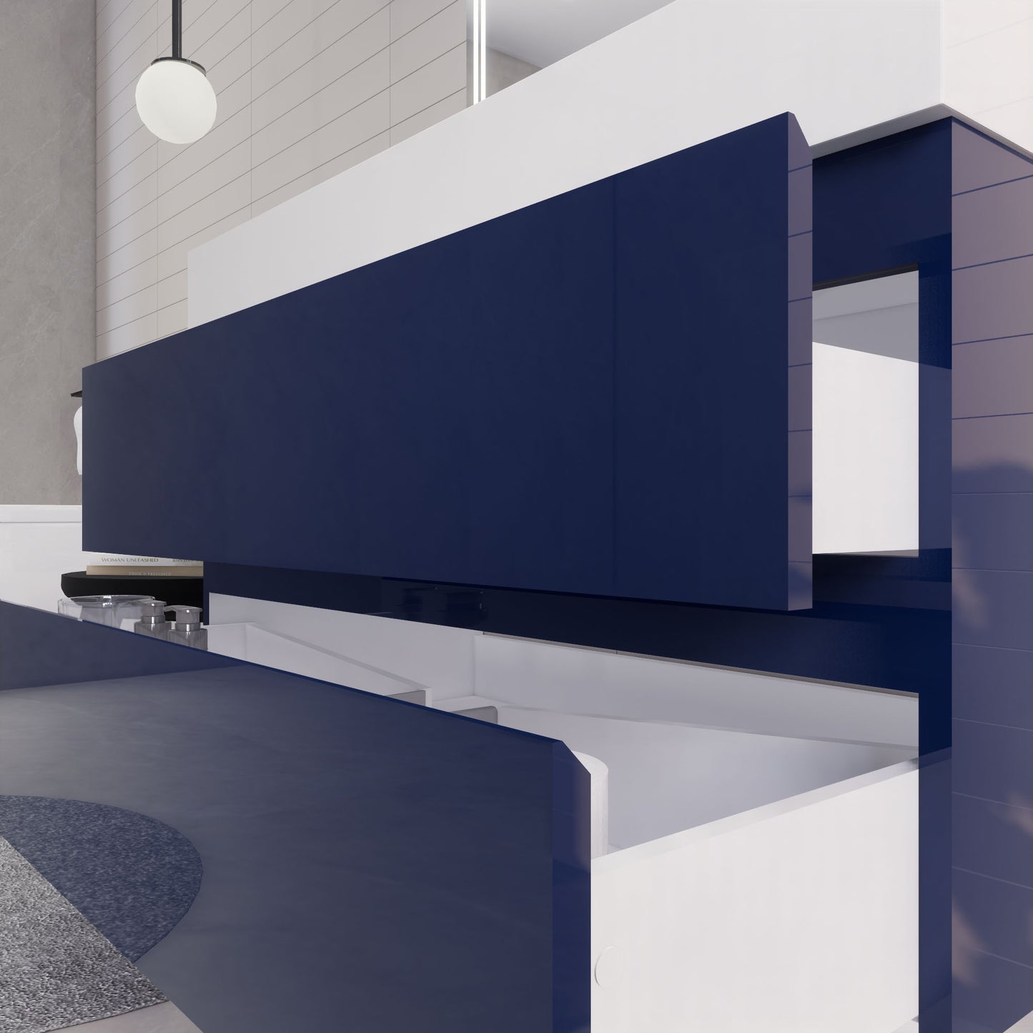 Monterey 42" Night Blue Wall Mounted Vanity with Reinforced Acrylic Sink