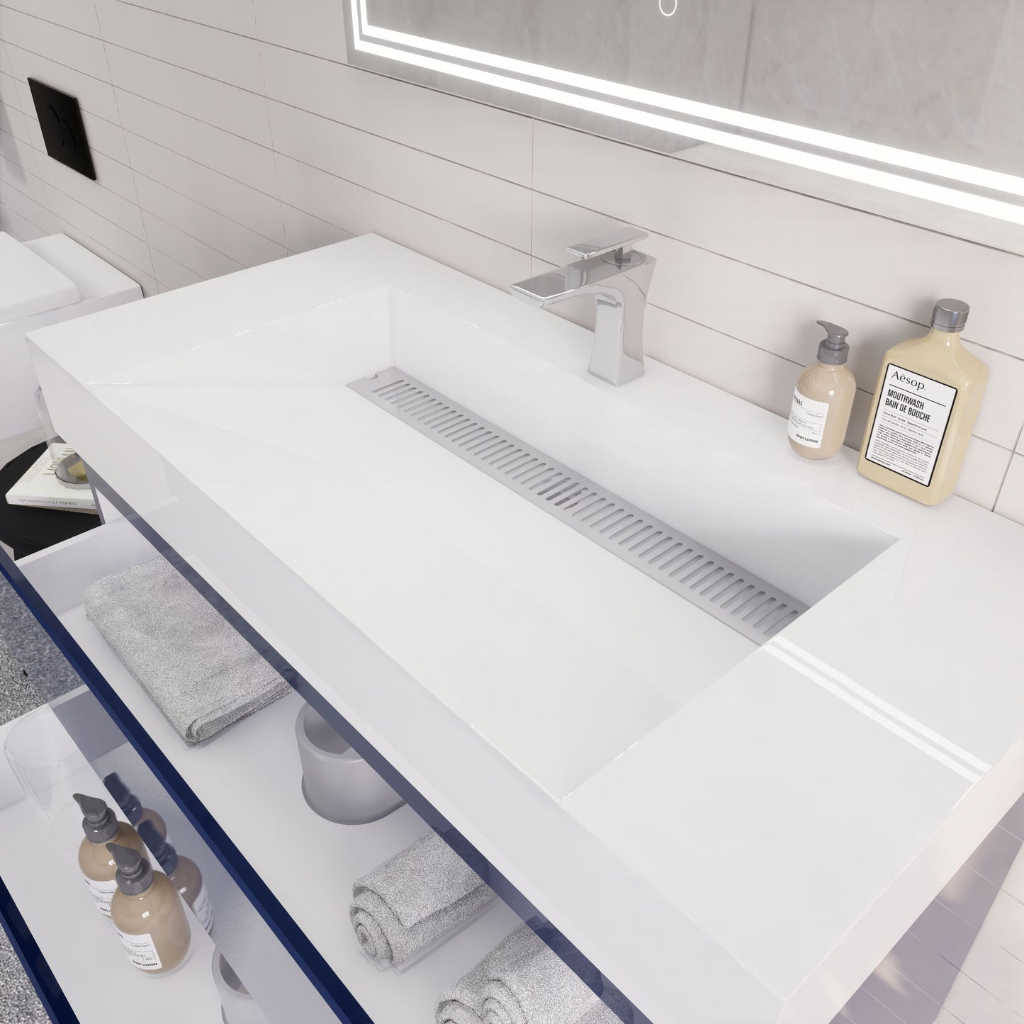 Monterey 42" Night Blue Wall Mounted Vanity with Reinforced Acrylic Sink
