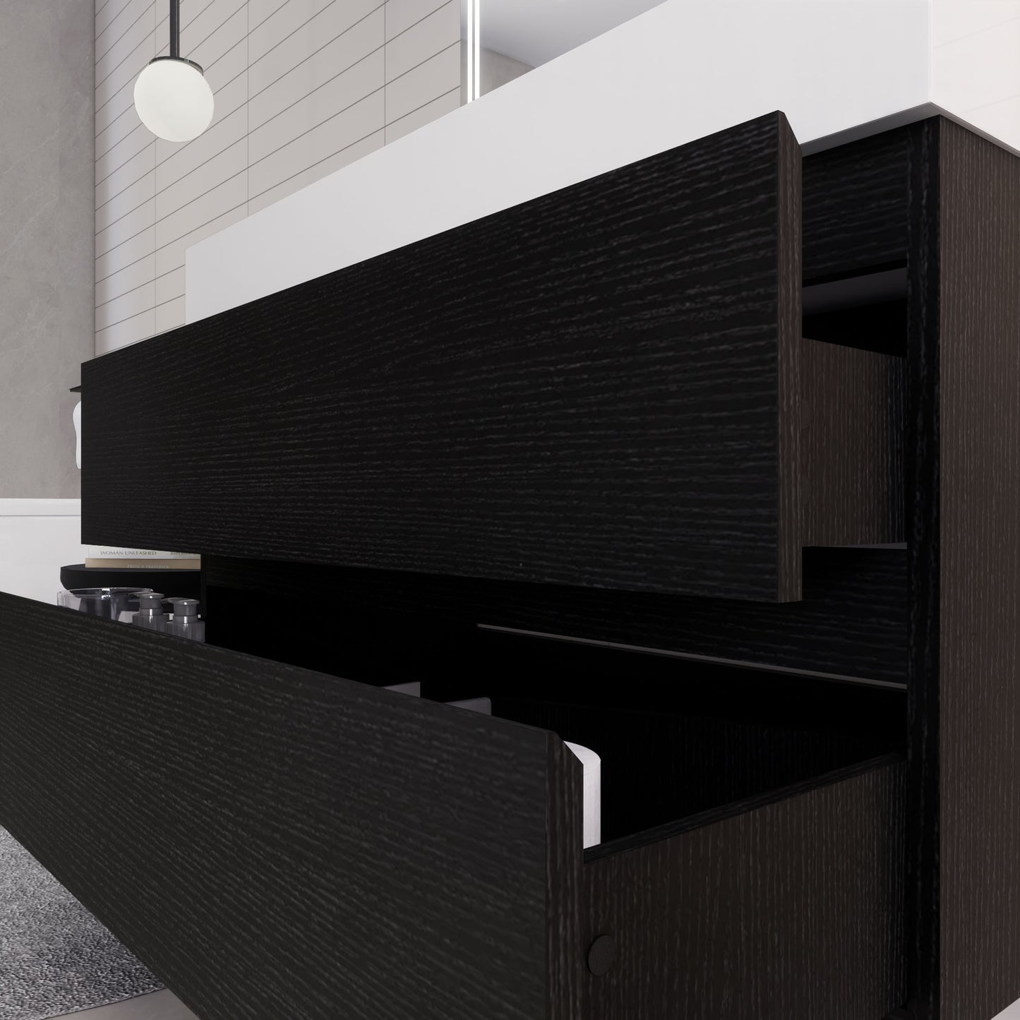 Monterey 42" Rich Black Wall Mounted Vanity with Reinforced Acrylic Sink
