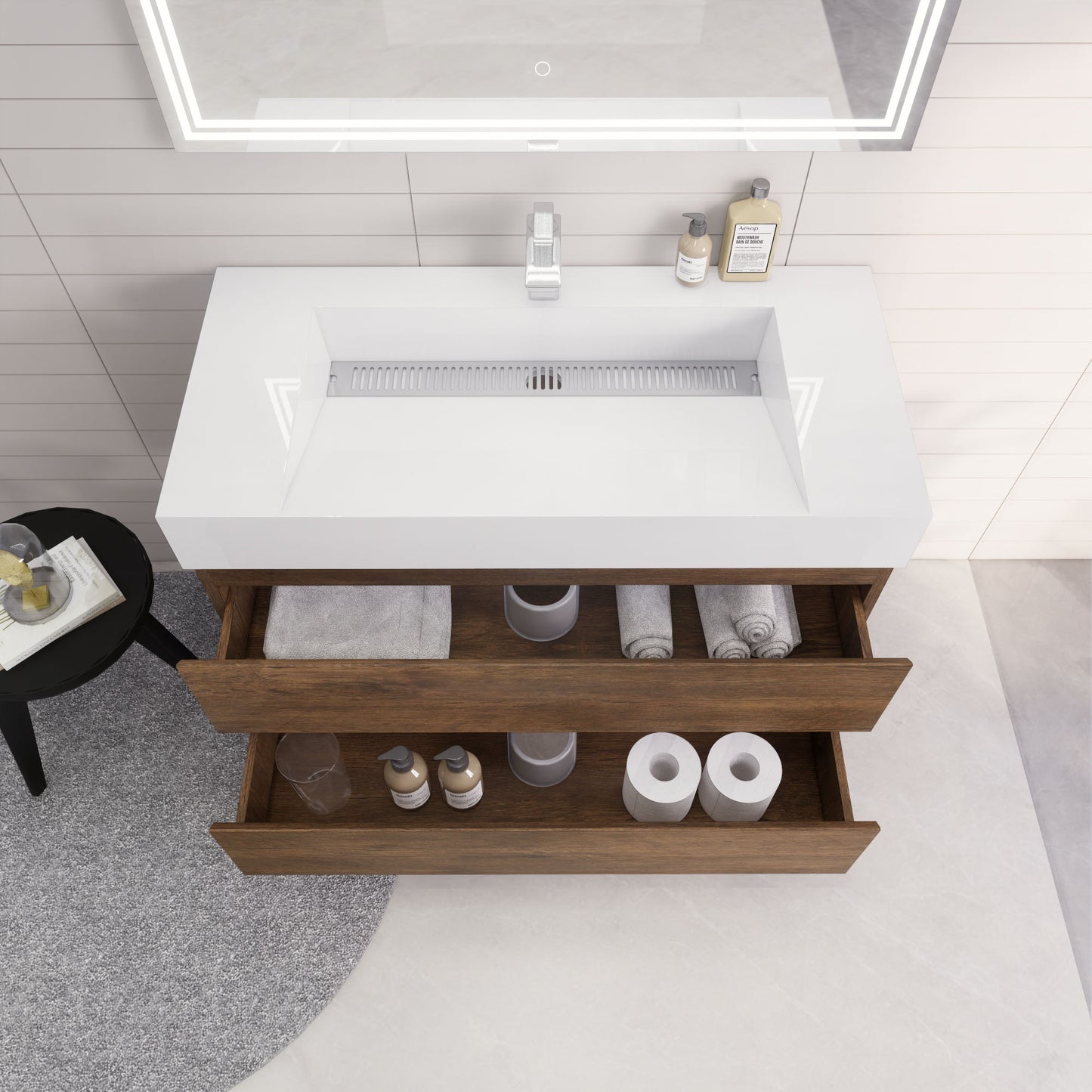 Monterey 42" Rosewood Wall Mounted Vanity with Reinforced Acrylic Sink