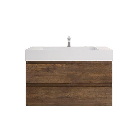 Monterey 42" Rosewood Wall Mounted Vanity with Reinforced Acrylic Sink