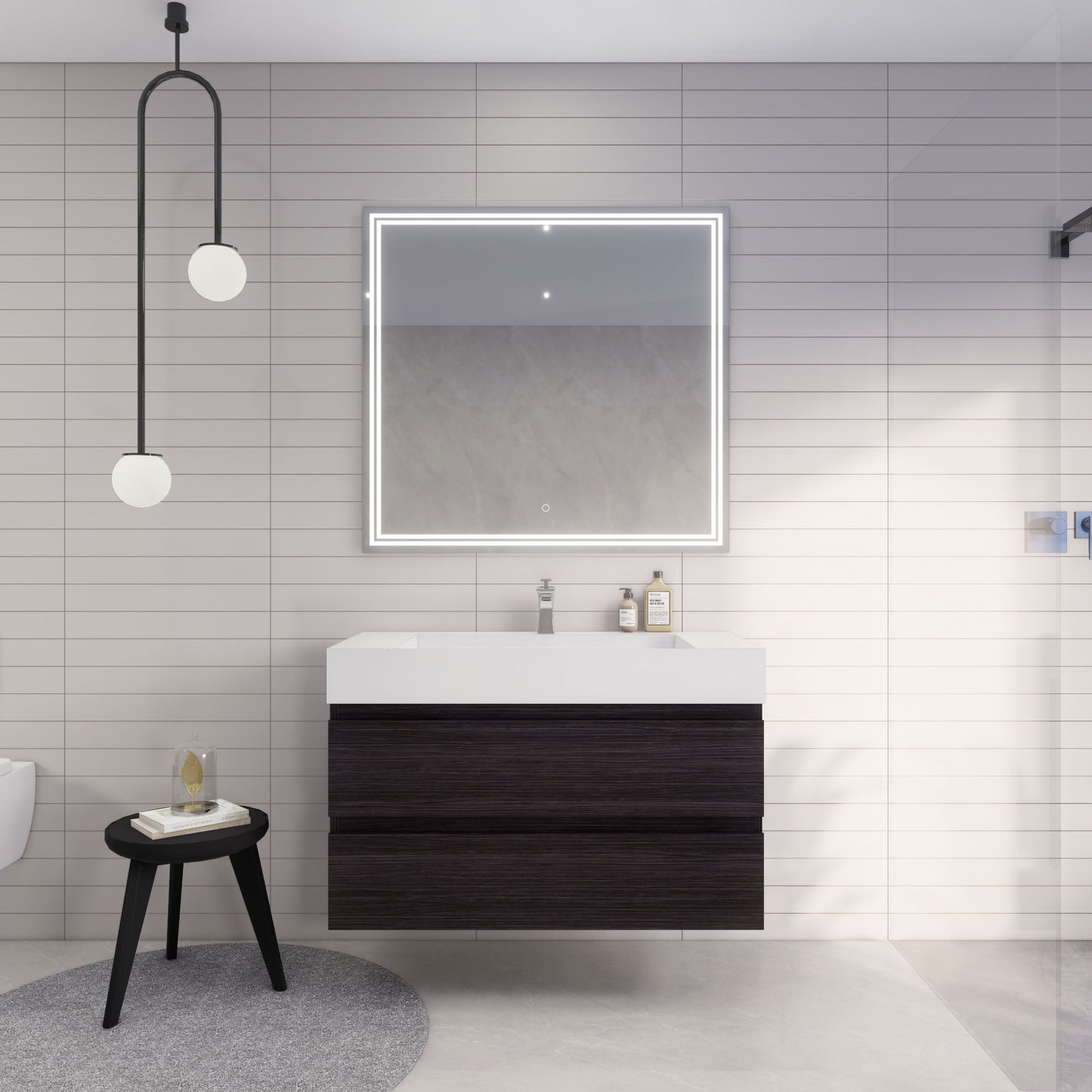 Monterey 42" Dark Gray Oak Wall Mounted Vanity with Reinforced Acrylic Sink