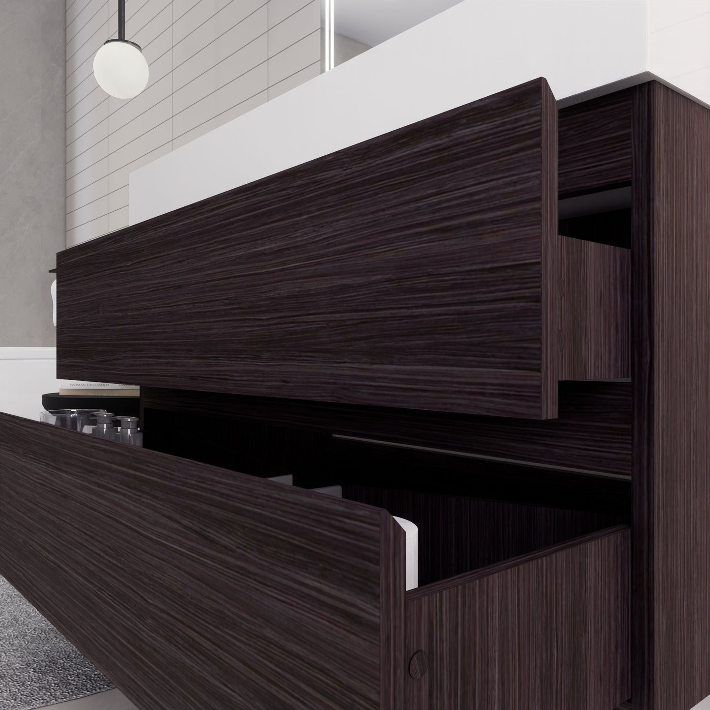 Monterey 42" Dark Gray Oak Wall Mounted Vanity with Reinforced Acrylic Sink