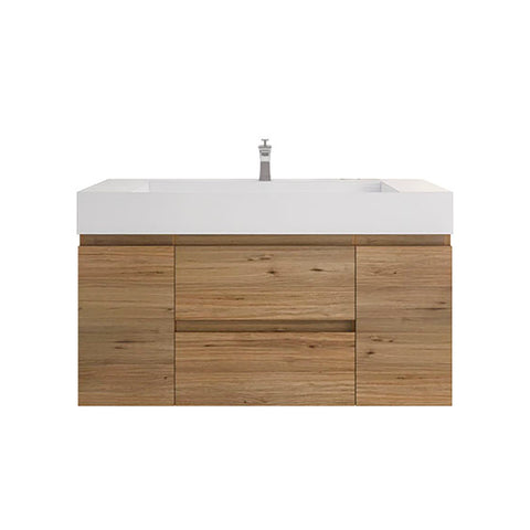 Monterey 48" Natural Oak Wall Mounted Vanity with Reinforced Acrylic Sink