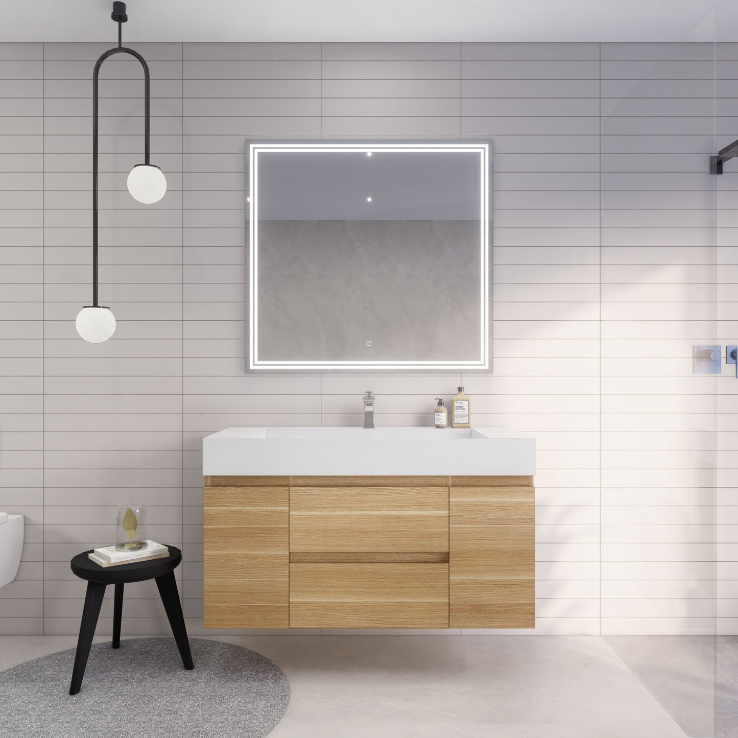 Monterey 48" White Oak Wall Mounted Vanity with Reinforced Acrylic Sink