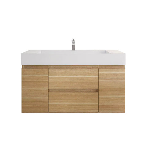 Monterey 48" White Oak Wall Mounted Vanity with Reinforced Acrylic Sink
