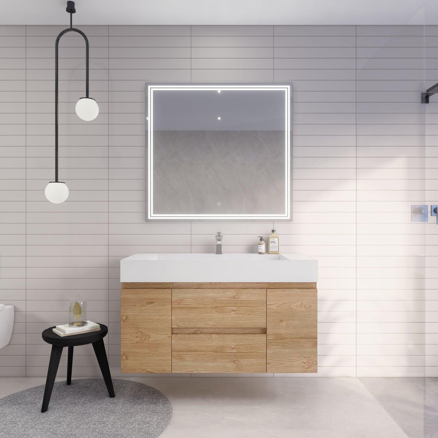 Monterey 48" New England Oak Wall Mounted Vanity with Reinforced Acrylic Sink