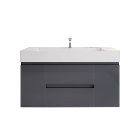 Monterey 48" Glossy Gray Wall Mounted Vanity with Reinforced Acrylic Sink