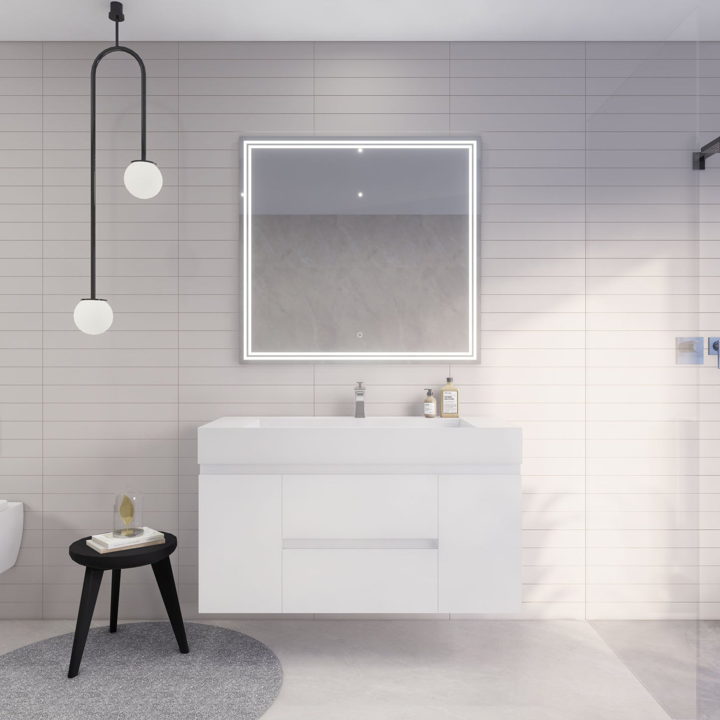Monterey 48" Glossy White Wall Mounted Vanity with Reinforced Acrylic Sink