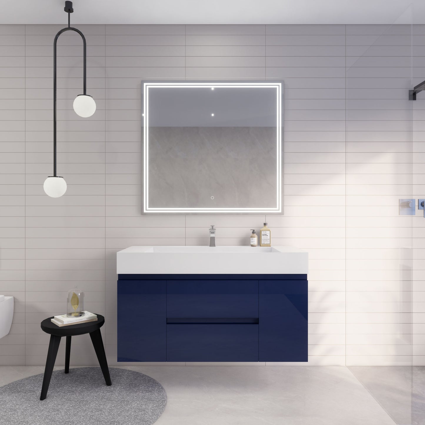 Monterey 48" Night Blue Wall Mounted Vanity with Reinforced Acrylic Sink
