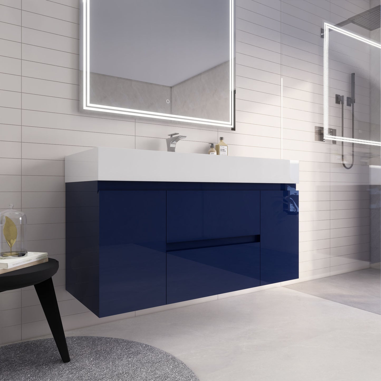 Monterey 48" Night Blue Wall Mounted Vanity with Reinforced Acrylic Sink