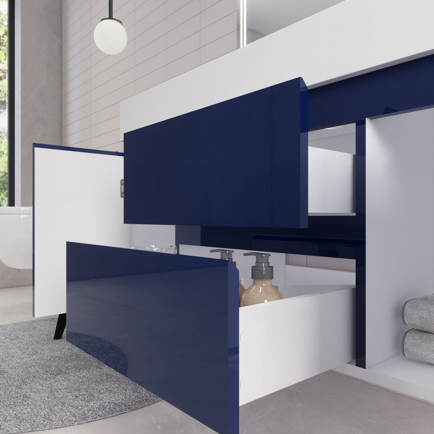 Monterey 48" Night Blue Wall Mounted Vanity with Reinforced Acrylic Sink