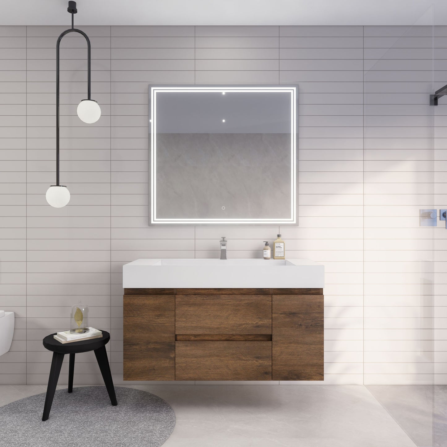Monterey 48" Rosewood Wall Mounted Vanity with Reinforced Acrylic Sink