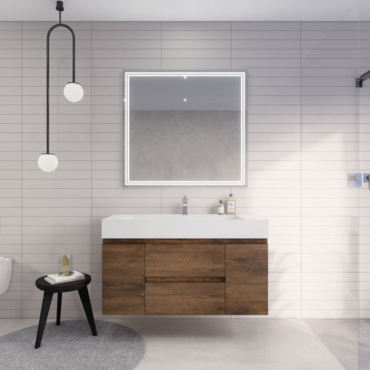 Monterey 48" Rosewood Wall Mounted Vanity with Reinforced Acrylic Sink
