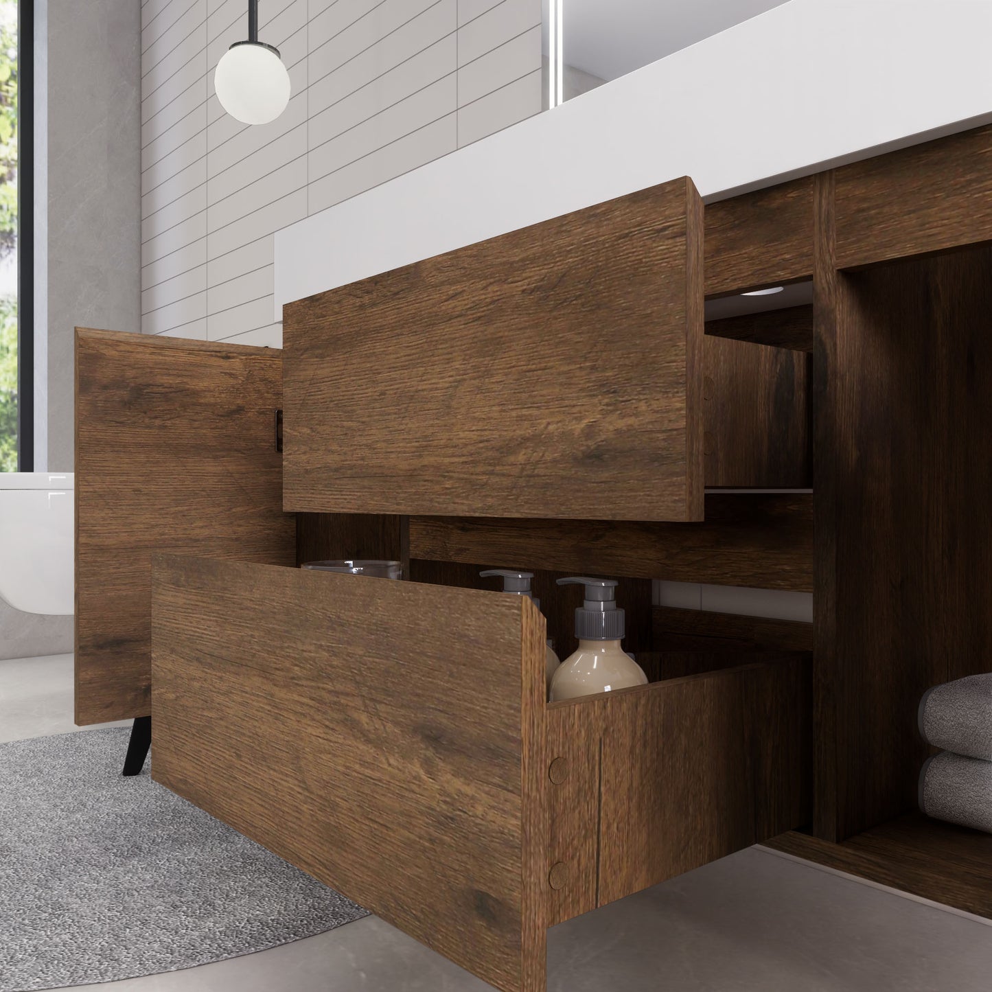 Monterey 48" Rosewood Wall Mounted Vanity with Reinforced Acrylic Sink