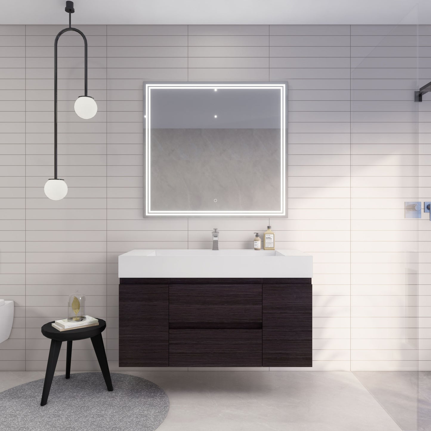 Monterey 48" Dark Gray Oak Wall Mounted Vanity with Reinforced Acrylic Sink